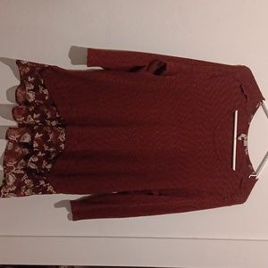 CATO mid-long sleeve dark red XL